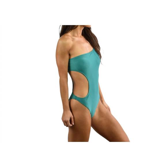NEW MILLY solid cut out one piece swimsuit in green - Picture 2 of 3